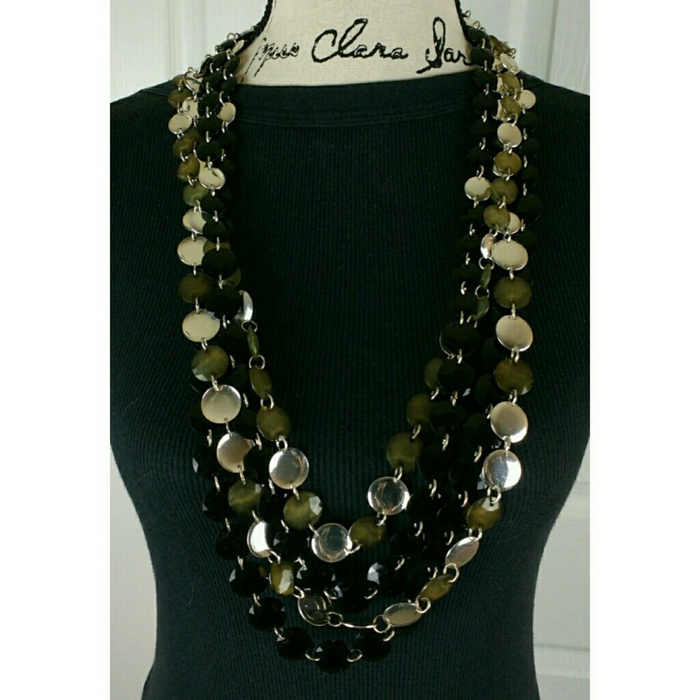 Liz Claiborne long layered coin necklace, 34" long